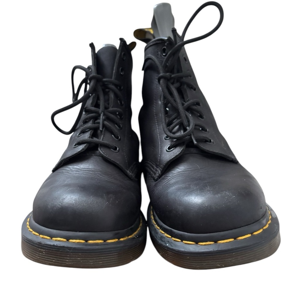 Dr. Martens Black Combat Boots with Yellow Stitching